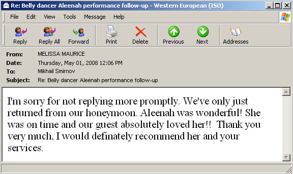 Belly dancer Aleenah recommendation